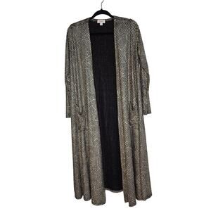 Lularoe Elegant Black Gold Sparkle Sarah long Duster size medium
